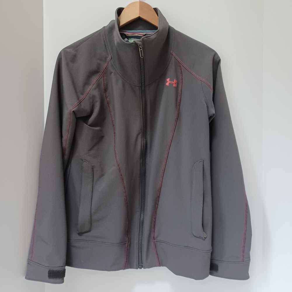 Under Armour Storm Cold Gear Grey Full Zip Jacket Womens Small +‎ Hook & Loop